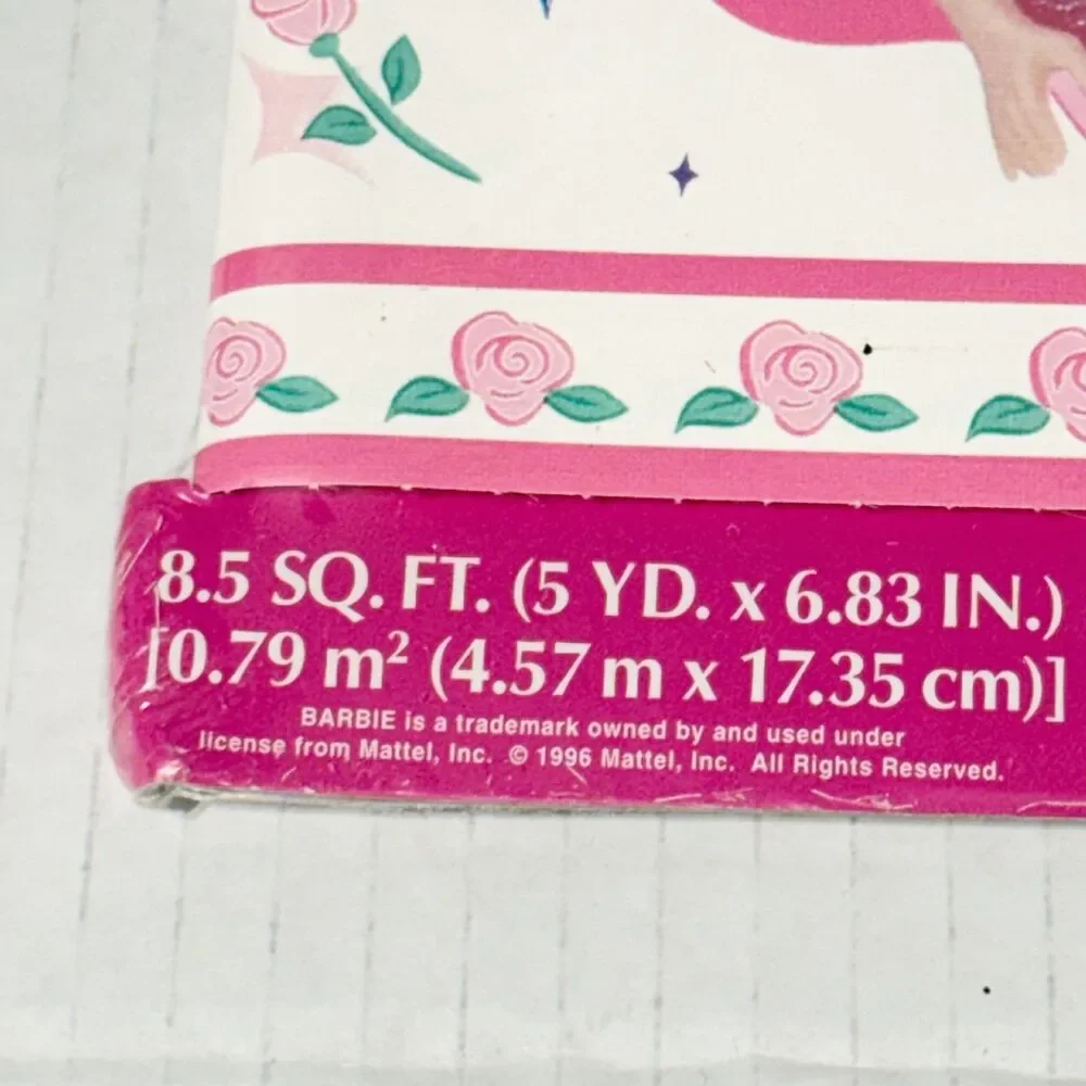 Vtg Barbie Prepasted Decorative Border 5 yd x 6.83